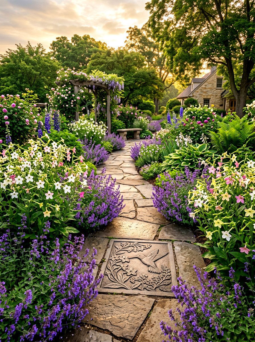 Fragrant Flower Path - 30 hummingbird border ideas