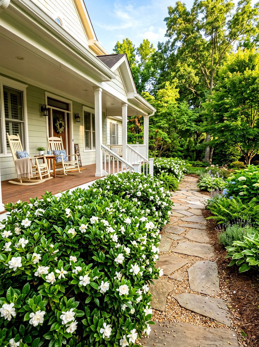 Fragrant Gardenia Border - 30 house front hedge ideas
