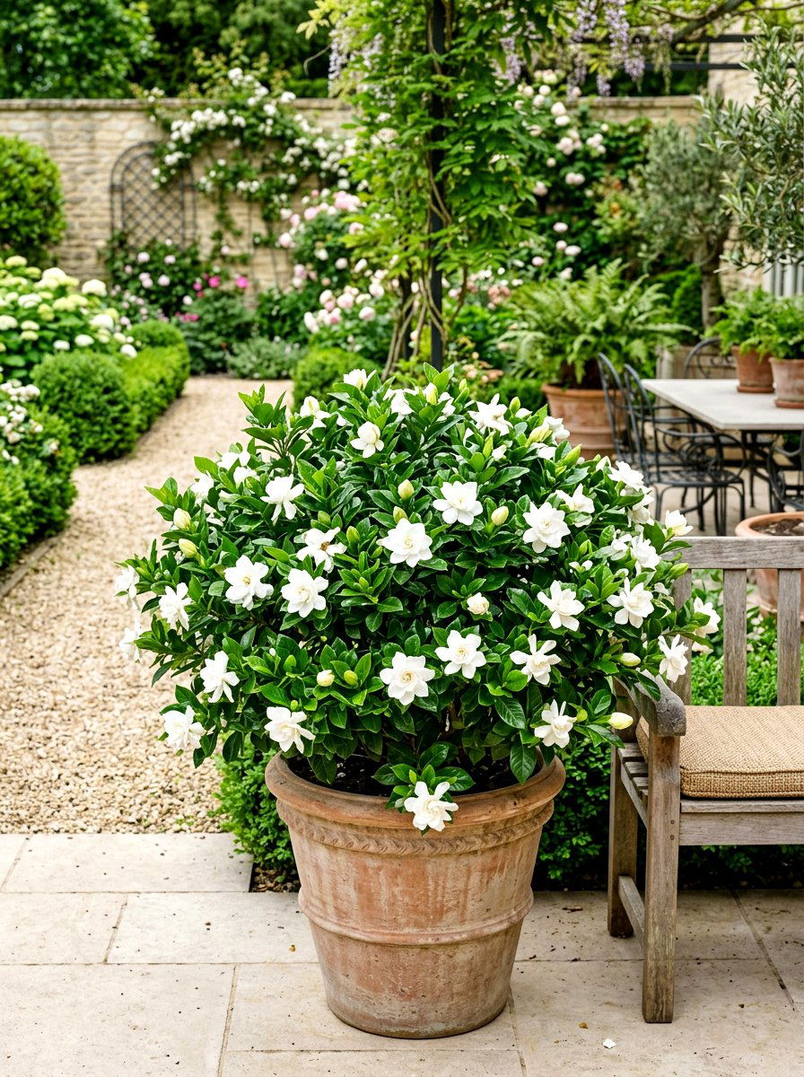 Fragrant Gardenia Bushes - 30 flower bed plant ideas