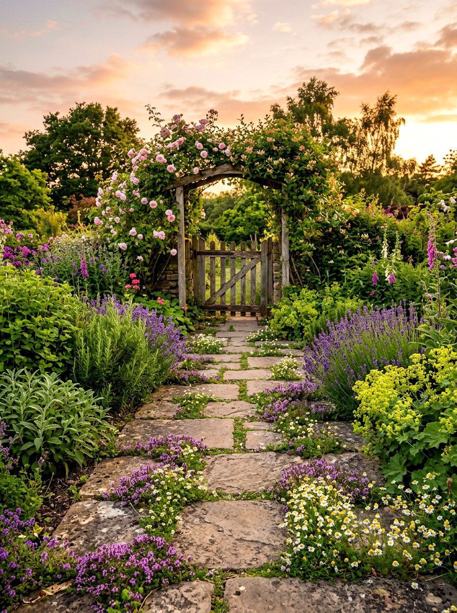 Fragrant Herb Path - 30 medicinal herb garden ideas