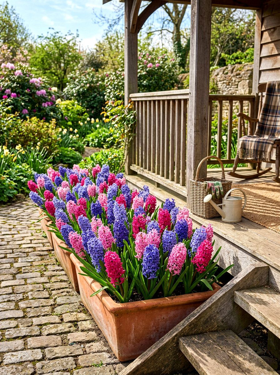 Fragrant Hyacinth Bed - 30 early spring flower bed ideas