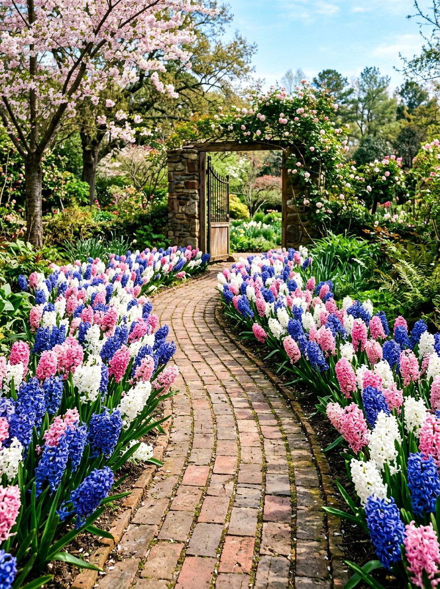 Fragrant Hyacinth Path - 30 spring bulb border ideas