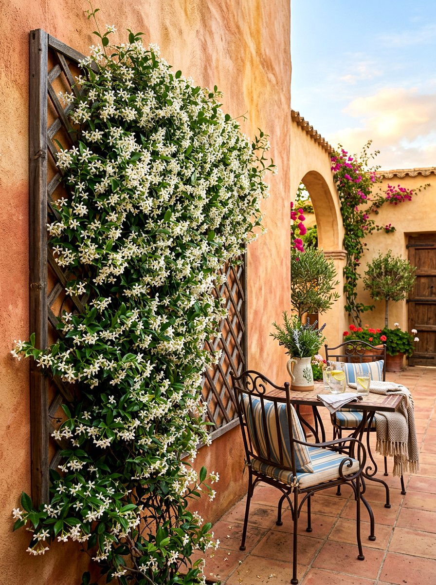 Fragrant Jasmine Trellis - 30 moon garden ideas