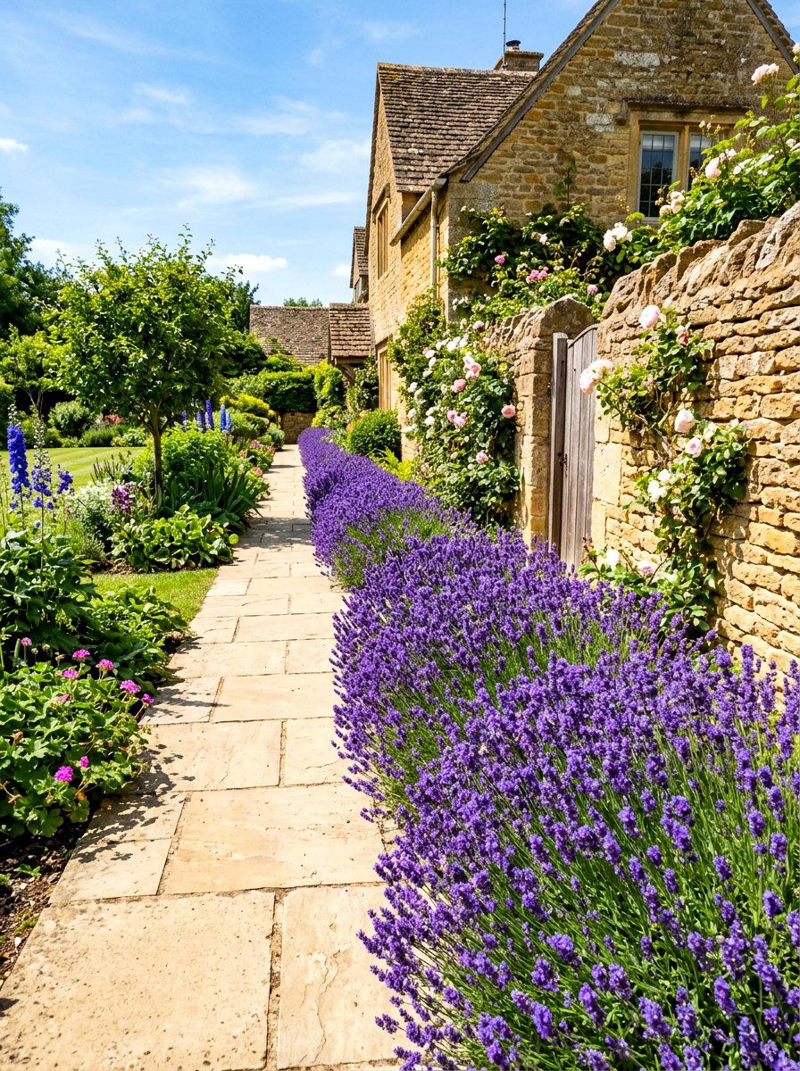 Fragrant Lavender Row - 30 side yard flower bed ideas