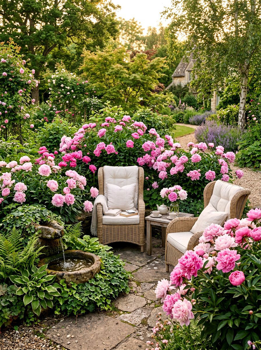 Fragrant Peony Retreat - 30 peony garden ideas