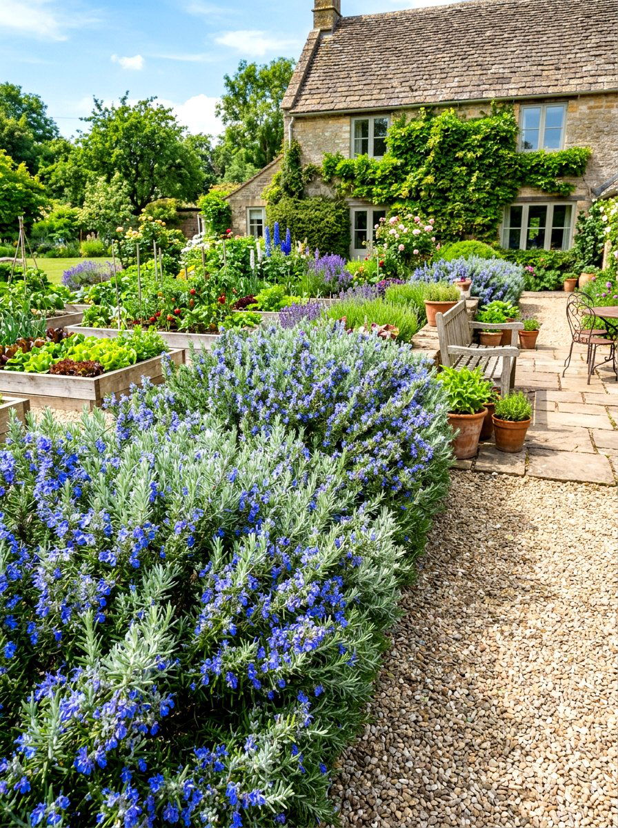 Fragrant Rosemary Hedge - 30 house front hedge ideas