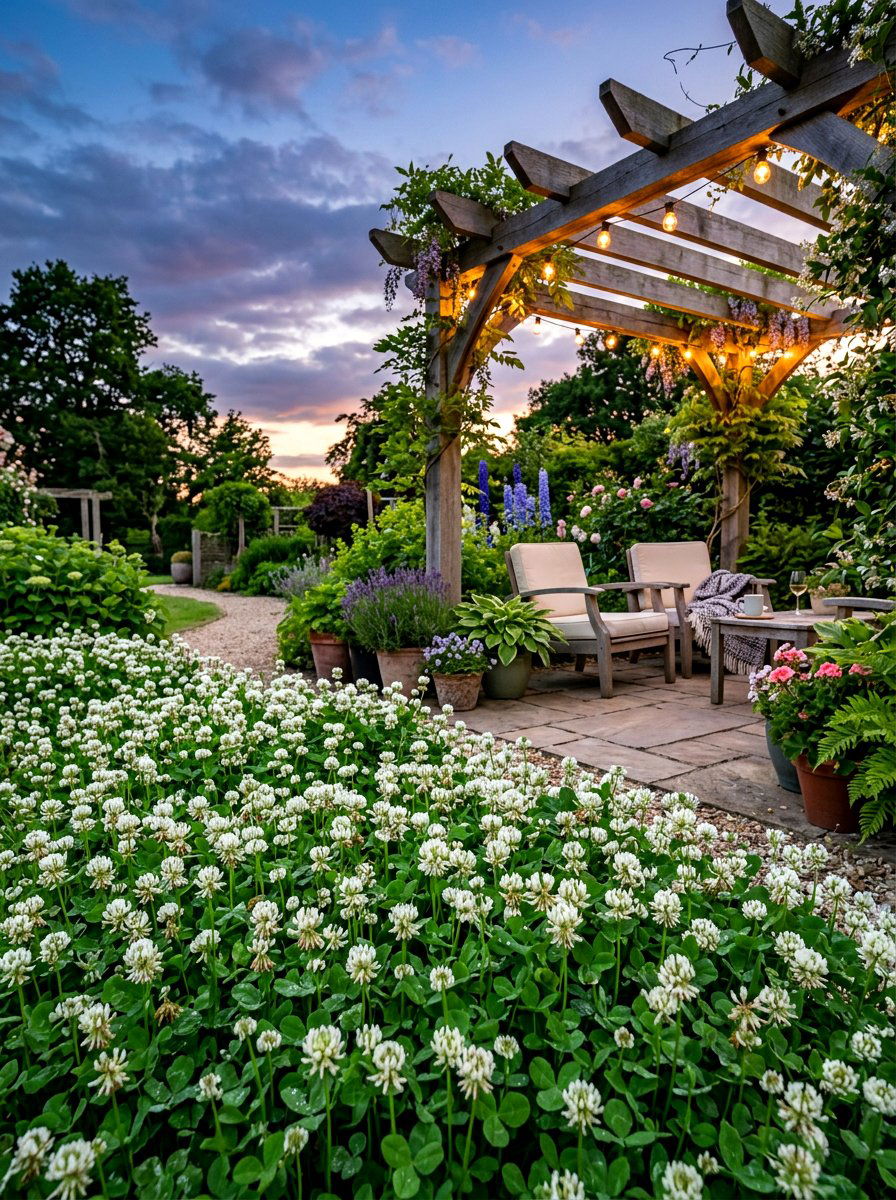 Fragrant White Clover Patch - 30 clover backyard ideas