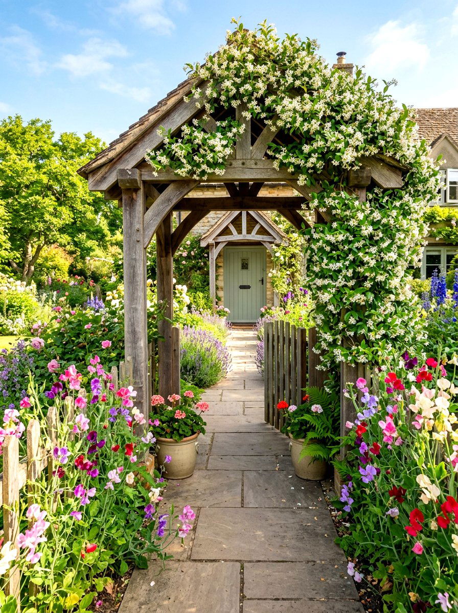 Fragrant flower garden entrance - 30 cottage front yard garden ideas