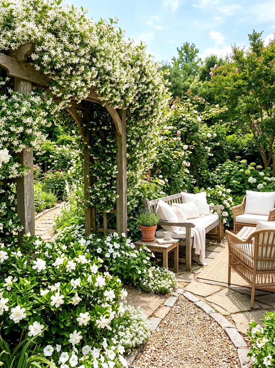Fragrant white flower border - 30 white garden border ideas