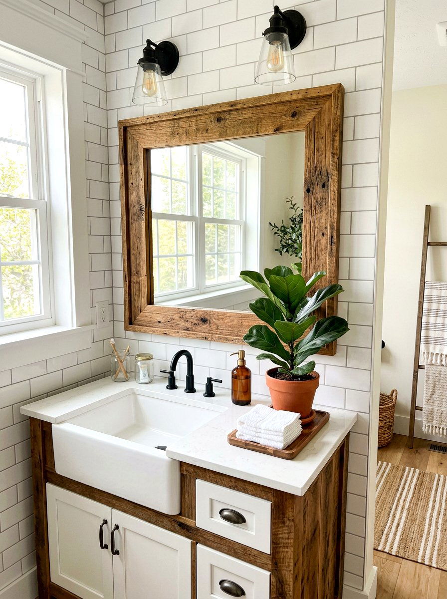 Frame existing bathroom mirror - 30 rental bathroom makeover ideas aesthetic