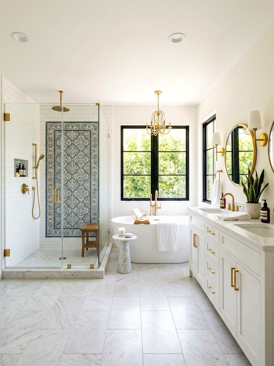 Framed Accent Tile White Grout - 30 light grout bathroom ideas