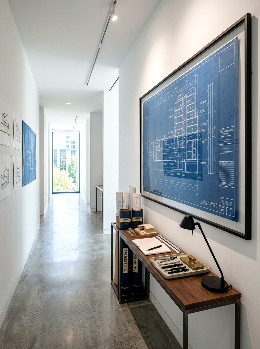 Framed Architectural Blueprint - 30 oversized wall art ideas