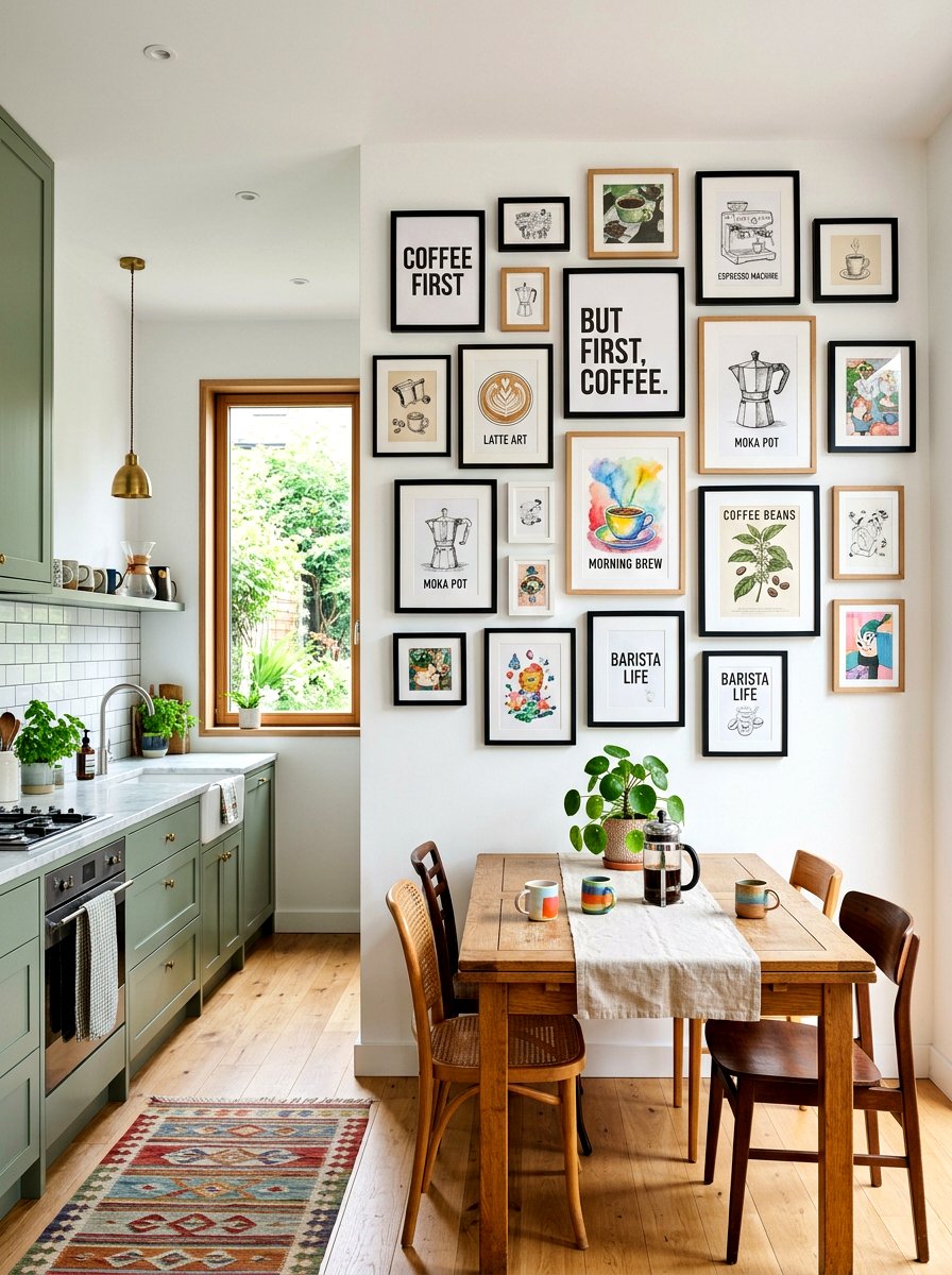 Framed Art Gallery - 30 coffeehouse kitchen decor ideas