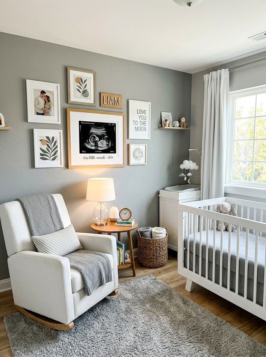 Framed Baby Sonogram Photo - 30 nursery wall decor ideas