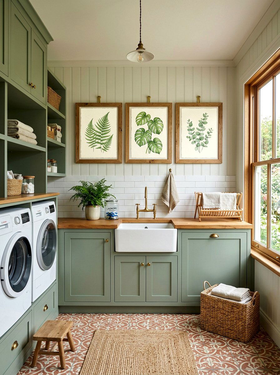 Framed Botanical Art - 30 laundry room wall decor ideas