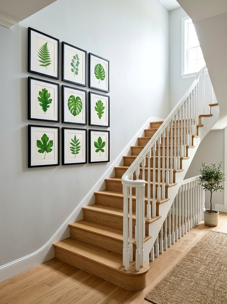 Framed Botanical Art - 30 staircase decor ideas