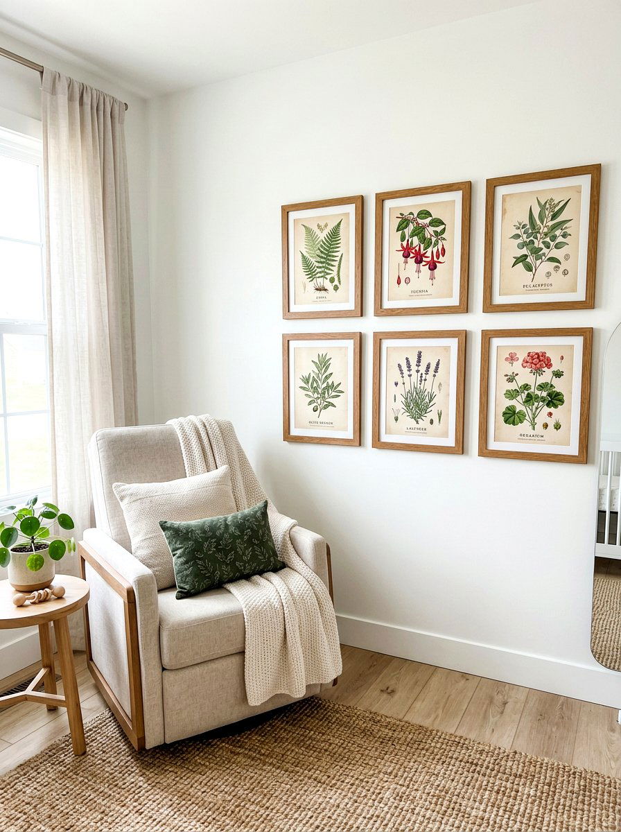 Framed Botanical Art - 30 soft heirloom nursery ideas