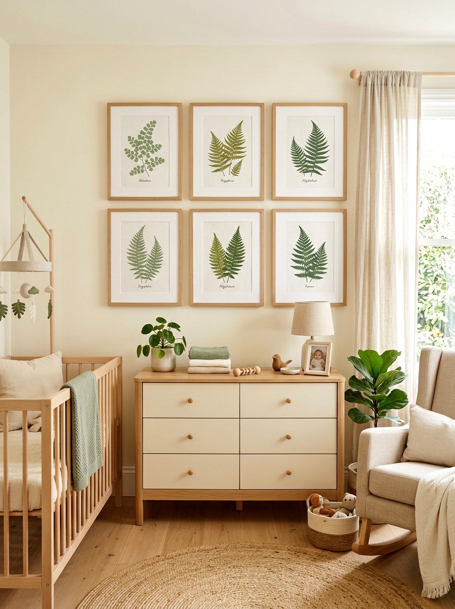 Framed Botanical Prints - 30 sage and cream nursery ideas