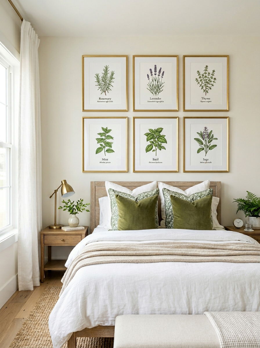 Framed Botanical Prints - 30 soft vintage bedroom ideas