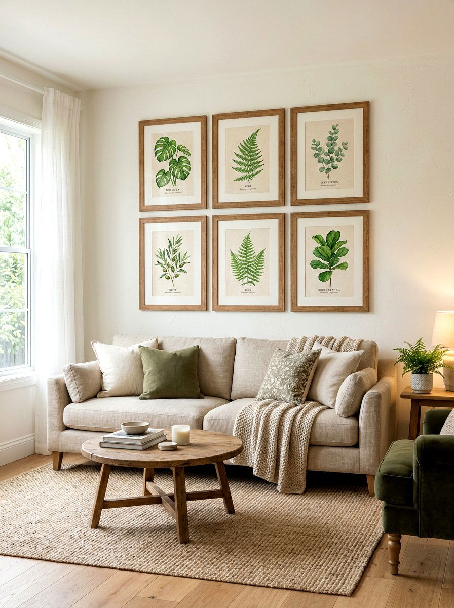 Framed Botanical Prints - 30 behind sofa decor ideas