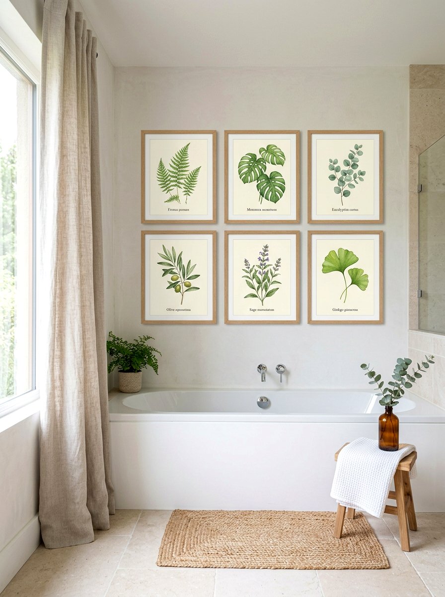Framed Botanical Wall Art Decor - 30 French country bathroom ideas