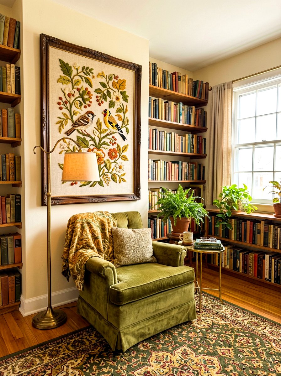 Framed Crewel Embroidery - 30 framed textile wall ideas