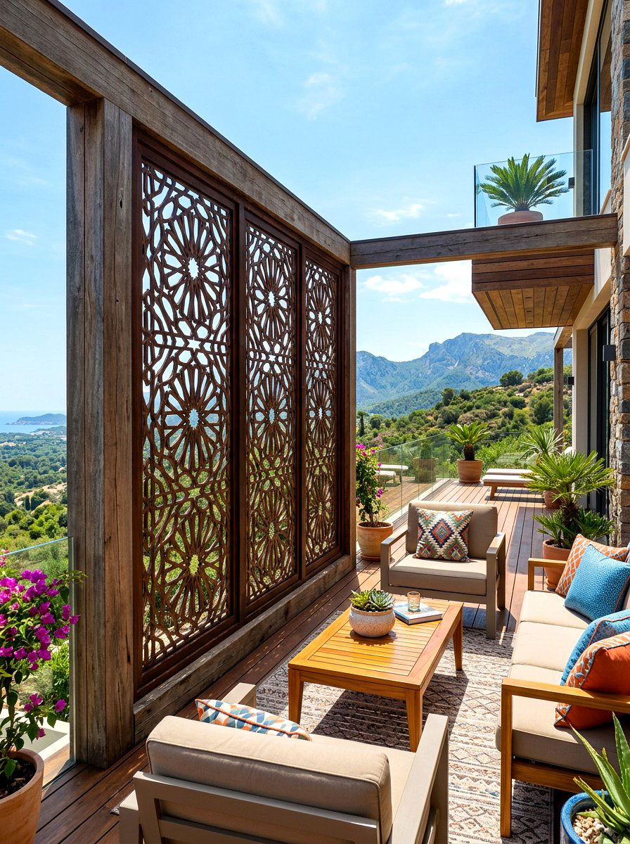 Framed Decorative Wood Panels - 30 porch privacy screen ideas