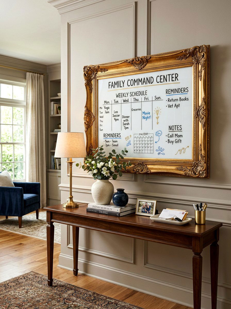 Framed Dry Erase Board - 30 family message center ideas