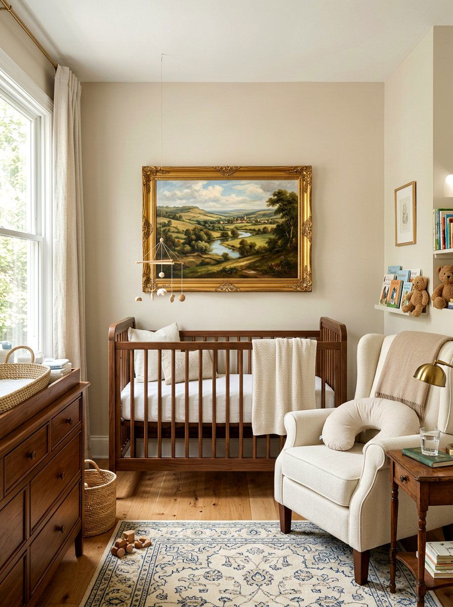 Framed Landscape Painting Nursery - 30 old money nursery ideas