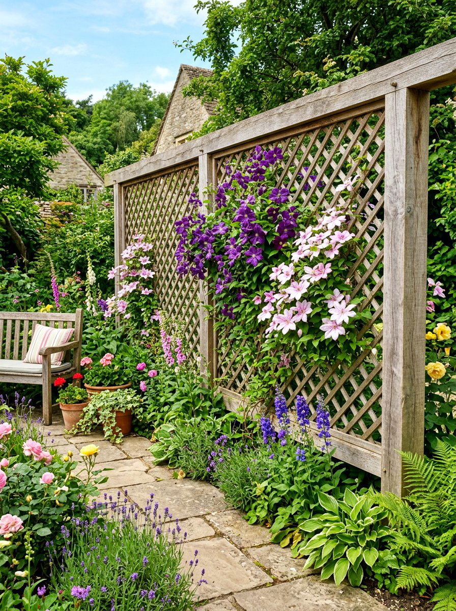 Framed Lattice Wall - 30 timber retaining wall ideas