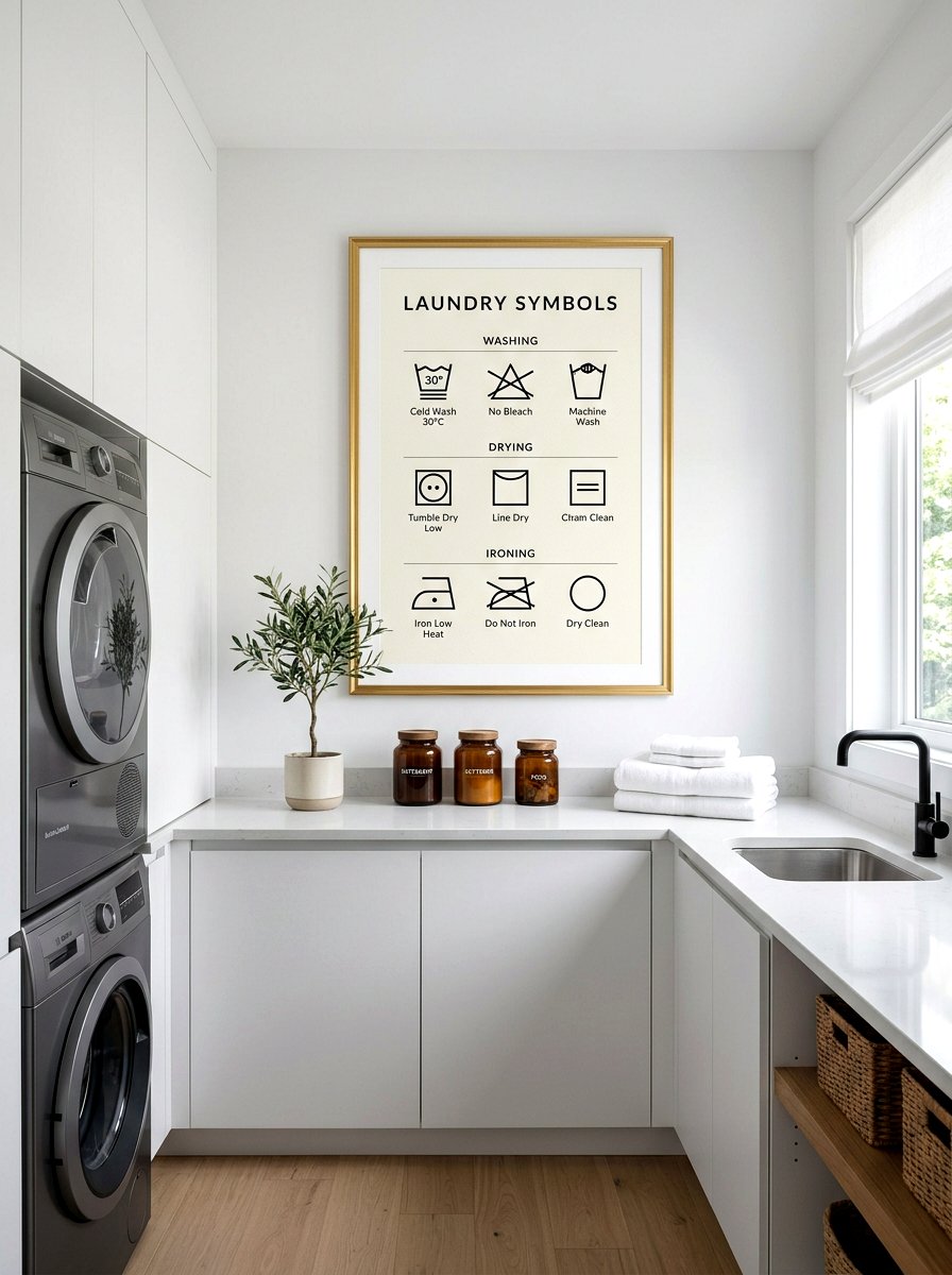 Framed Laundry Symbols - 30 laundry room wall decor ideas