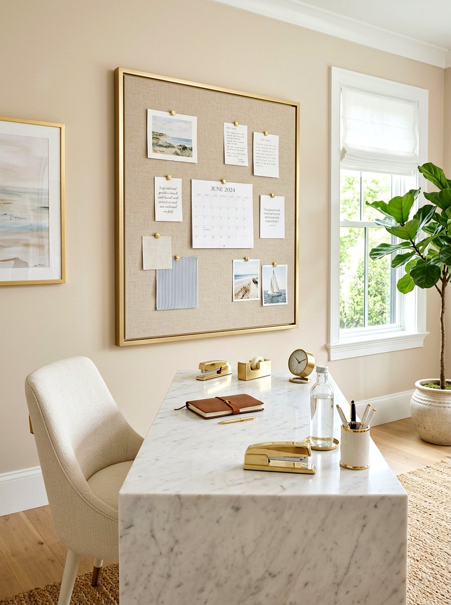 Framed Linen Office Pin Board - 30 pin board office wall ideas