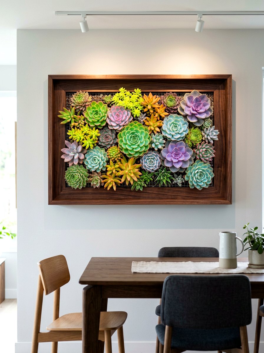 Framed Living Succulent Art - 30 indoor succulent garden ideas