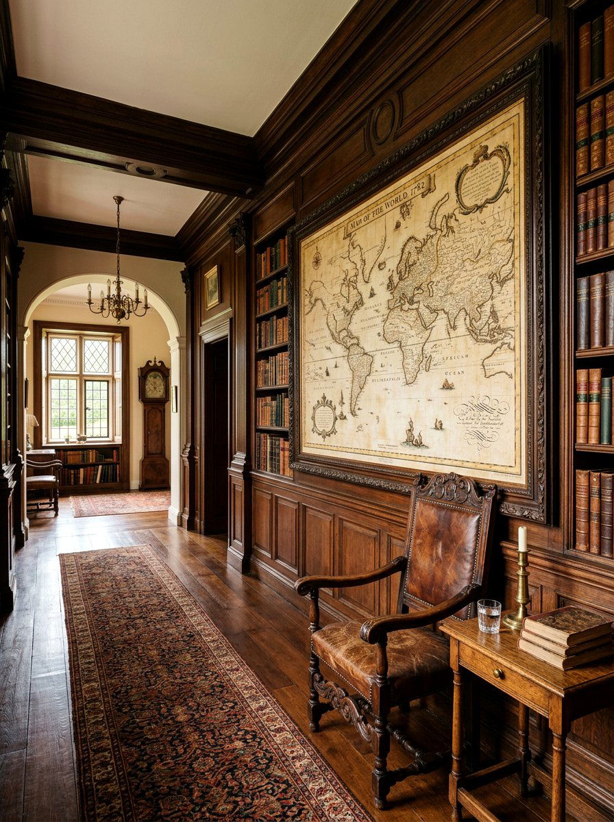 Framed Map - 30 hallway wall decor ideas