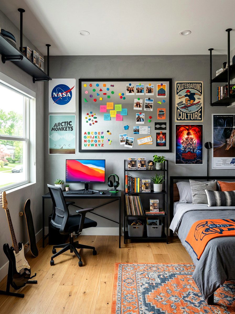 Framed Metal Sheet Center - 30 message board wall ideas