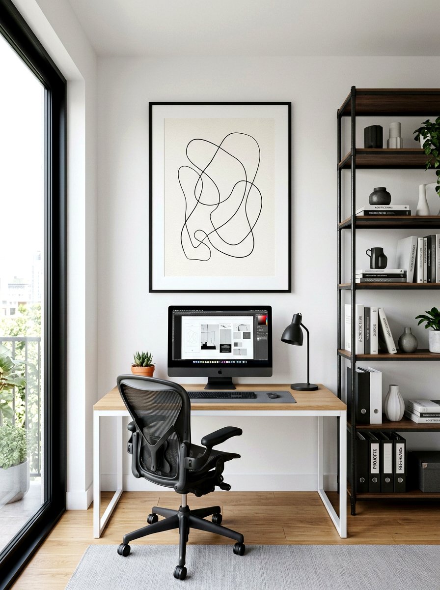 Framed Minimalist Line Art - 30 art wall office ideas
