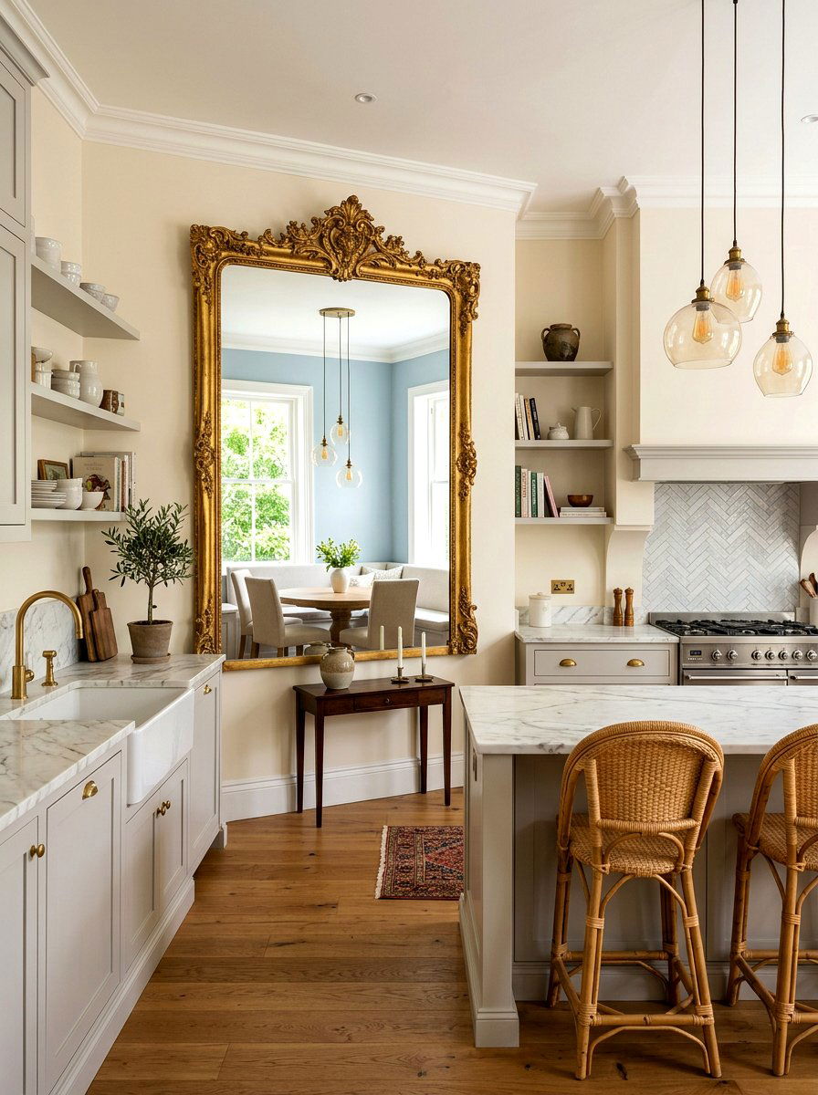 Framed Mirror - 30 bistro kitchen ideas