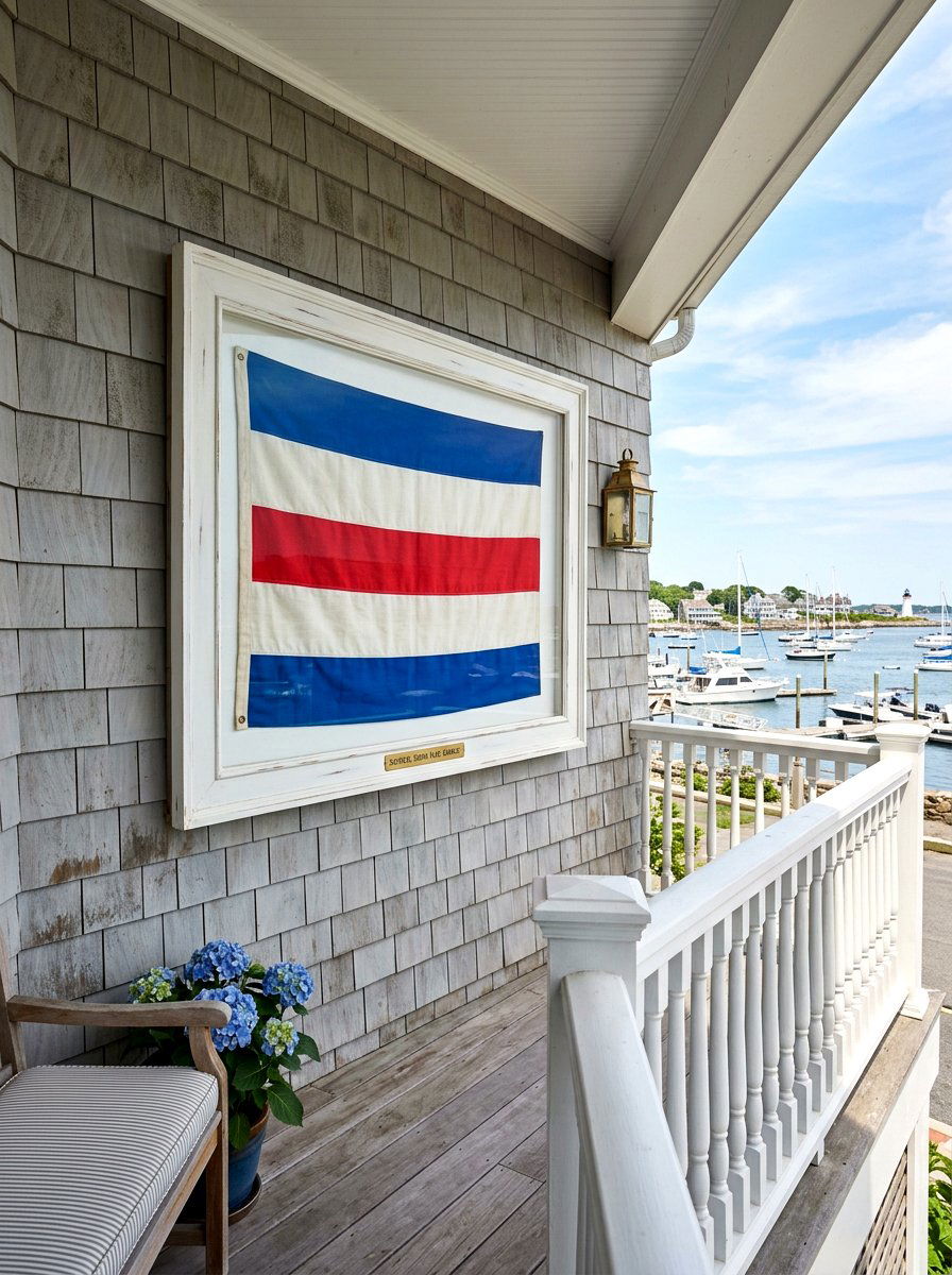 Framed Nautical Flag - 30 coastal prep porch ideas