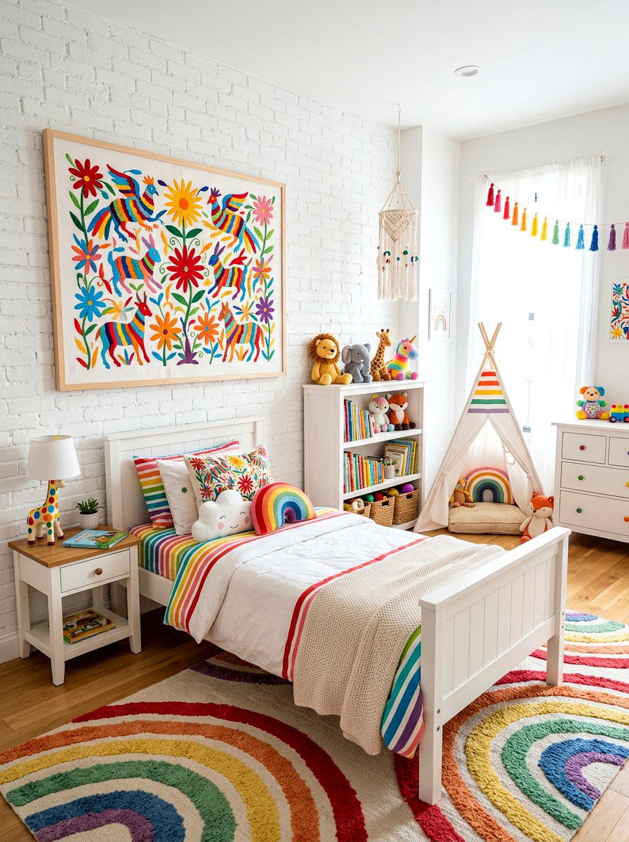 Framed Otomi Embroidery - 30 framed textile wall ideas