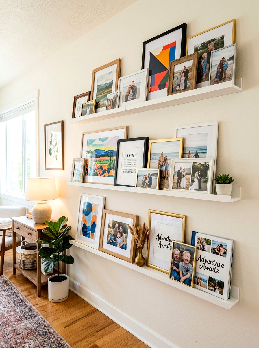 Framed Picture Ledge - 30 office backdrop shelf ideas