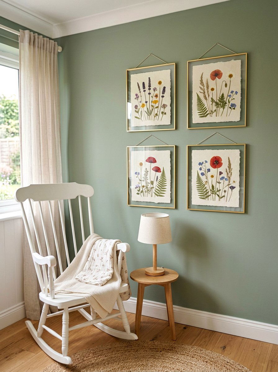 Framed Pressed Flower Nursery - 30 English nursery decor ideas