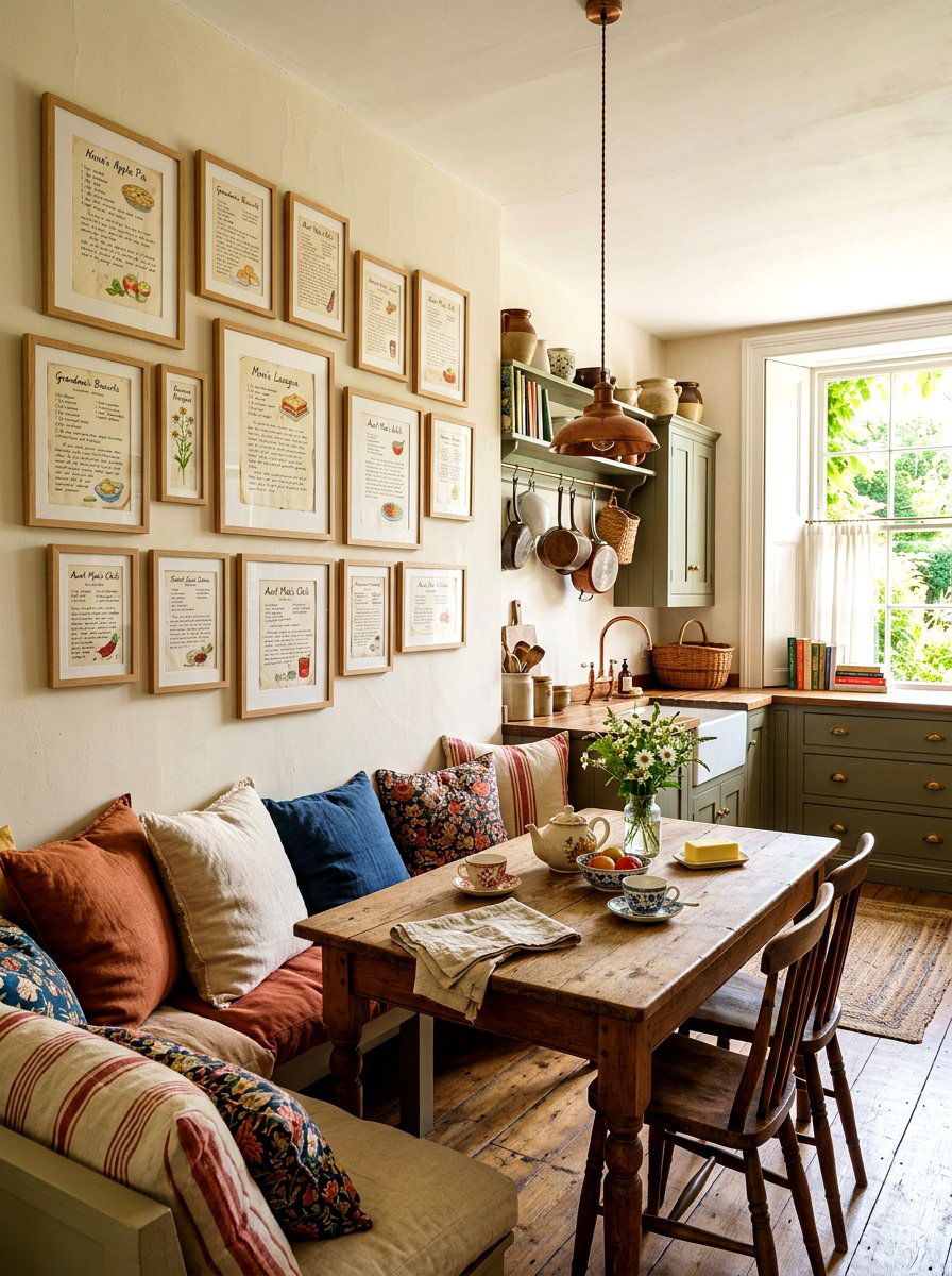 Framed Recipe Cards - 30 heirloom kitchen decor ideas