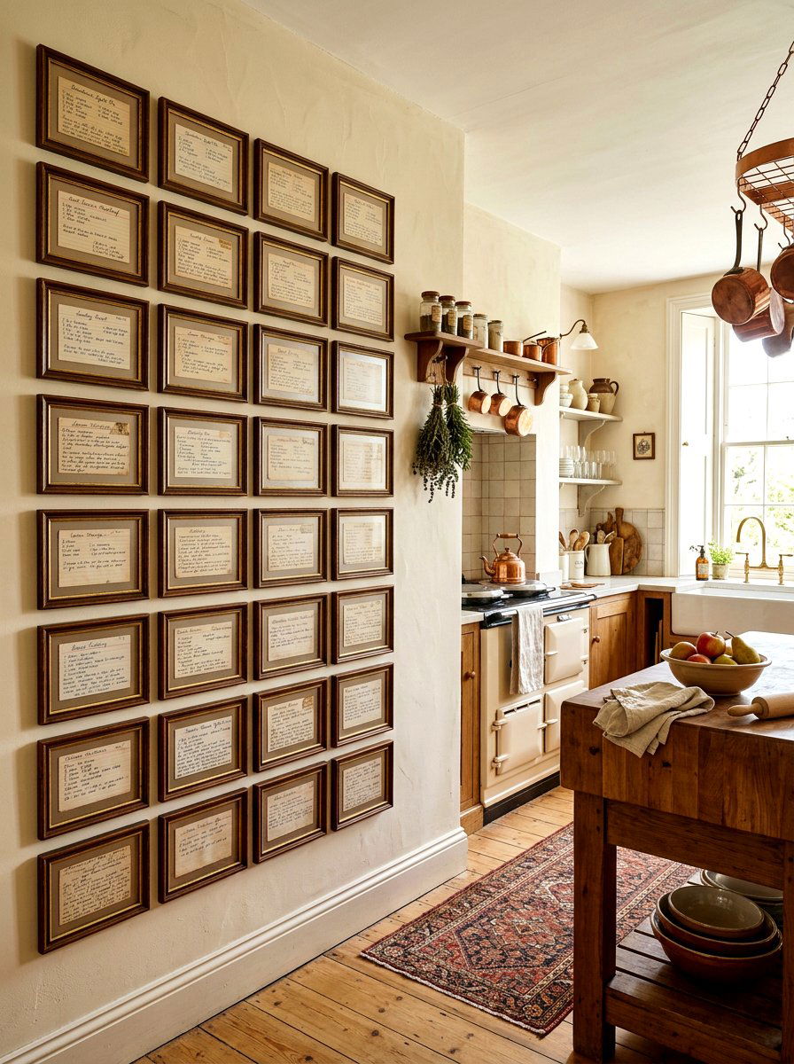 Framed Recipe Collection - 30 kitchen wall decor ideas