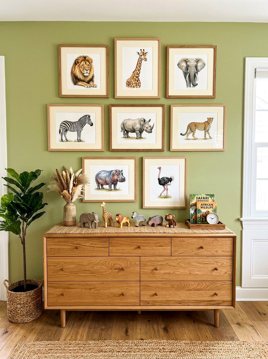 Framed Safari Animal Print - 30 nursery wall decor ideas