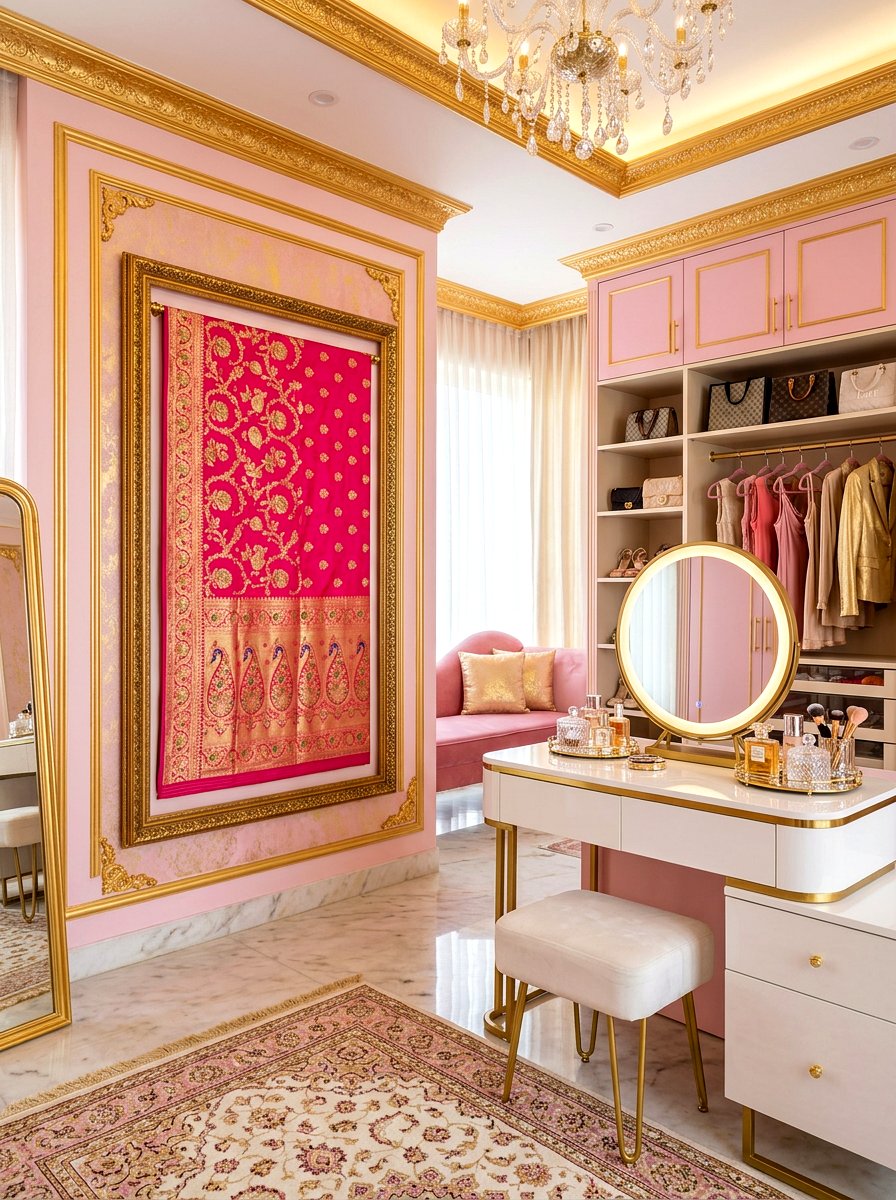 Framed Sari Silk Fabric - 30 framed textile wall ideas
