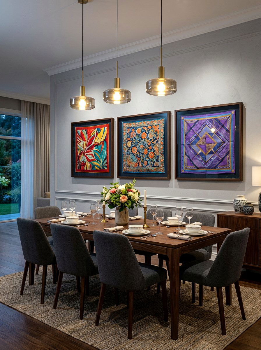 Framed Scarf Art - 30 renter friendly wall decor ideas