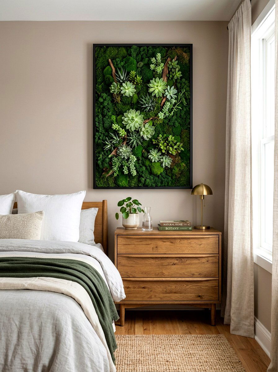 Framed Succulent Moss Wall - 30 vertical succulent garden ideas