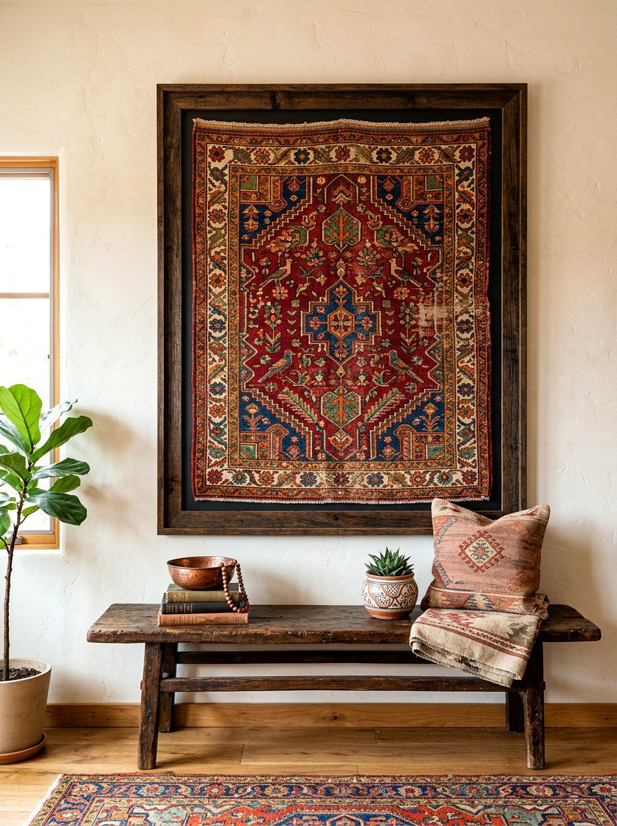 Framed Textile Art - 30 entryway wall decor ideas