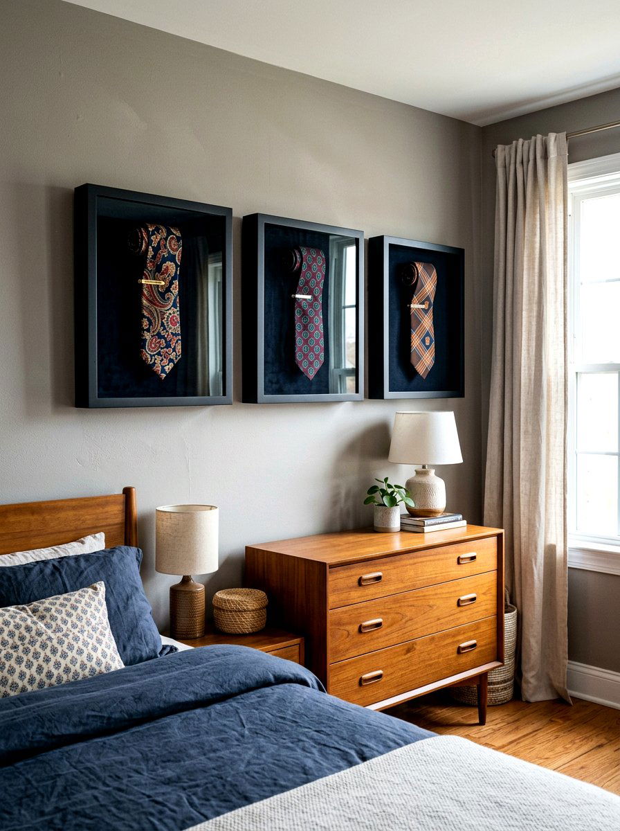 Framed Tie Wall Art - 30 tie storage ideas