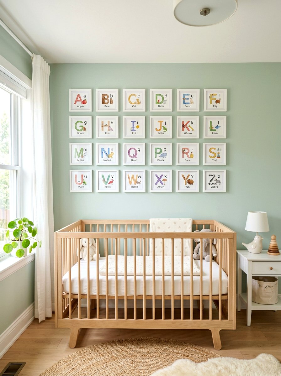 Framed alphabet wall - 30 art wall kids room ideas